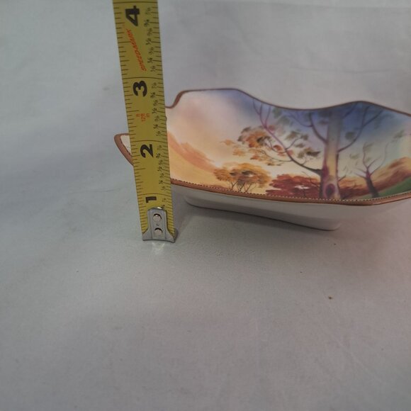 Hand Painted Nippon Japan Two Handle Bowl Landscape Scene Collectible Home Decor - Picture 10 of 13